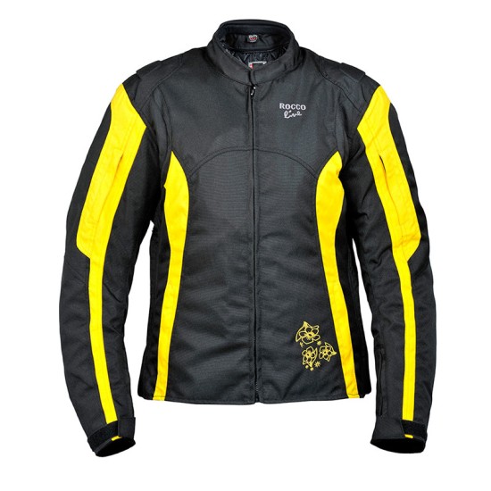 Chaqueta moto mujer ROCCOLINE Chic Lady negro/amarillo - Ropamotorista.com - Distribuidor Oficial Roccoline en España y Portugal