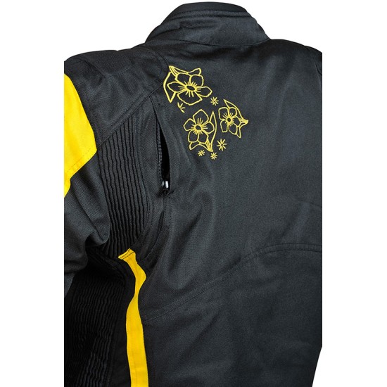 Chaqueta moto mujer ROCCOLINE Chic Lady negro/amarillo - Ropamotorista.com - Distribuidor Oficial Roccoline en España y Portugal