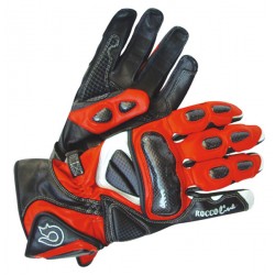 Guantes moto racing ROCCO LINE GP-Carbon color negro-rojo