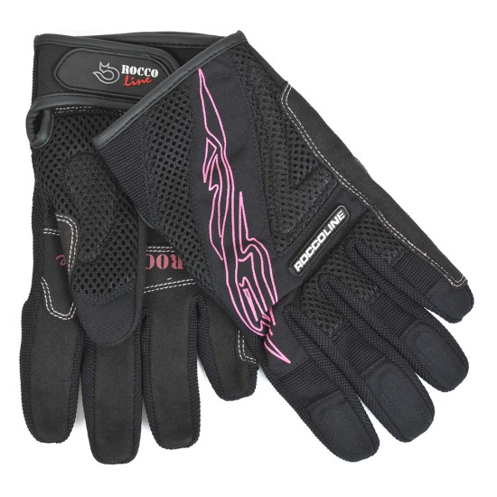 Guantes moto mujer ROCCOLINE Chic Lady 17 verano - negro/rosa - Ropamotorista.com - Distribuidor Oficial Roccoline en España y Portugal