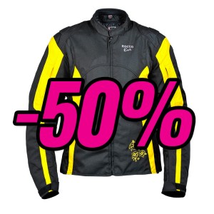 Chaqueta moto mujer ROCCOLINE Chic Lady negro/amarillo - Ropamotorista.com - Distribuidor Oficial Roccoline en España y Portugal