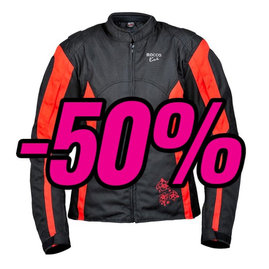 Chaqueta moto mujer ROCCOLINE Chic Lady negro/rojo - Ropamotorista.com - Distribuidor Oficial Roccoline en España y Portugal