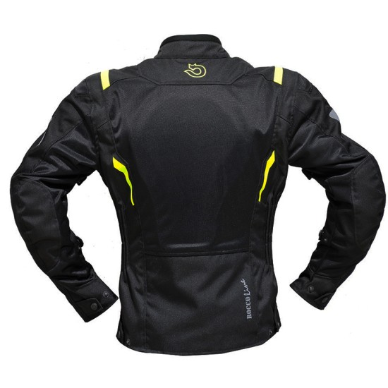 Chaqueta moto verano ROCCOLINE Brez hombre - Negro - Fluor - Ropamotorista.com - Distribuidor Oficial Roccoline en España y Portugal