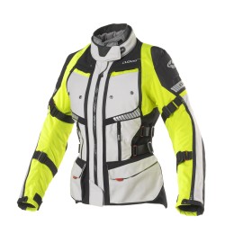 Chaqueta moto mujer CLOVER GTS-4 WP AIRBAG Lady Fluo-Gris