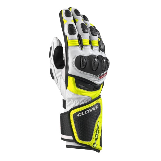 Guantes moto racing CLOVER RS-8 Blanco-Fluo - Ropamotorista.com Guantes moto racing CLOVER RS-8 Blanco-Fluo - Ropamotorista.com - Distribuidor Oficial Clover en España y Portugal
