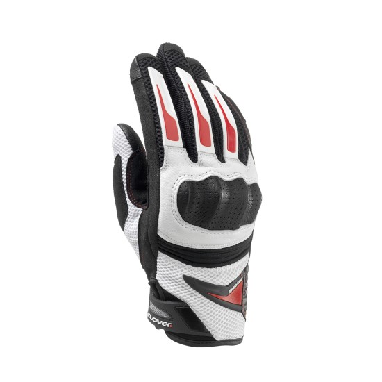 Guantes moto racing CLOVER Raptor Plus Blanco-Rojo - Ropamotorista.com Guantes moto racing CLOVER Raptor Plus Blanco-Rojo