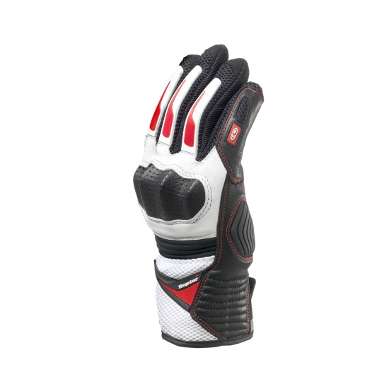 Guantes moto racing CLOVER Raptor Plus Blanco-Rojo - Ropamotorista.com Guantes moto racing CLOVER Raptor Plus Blanco-Rojo