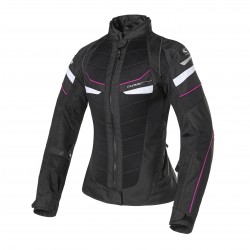 Chaqueta moto CLOVER RainJet 2 WP Black White Fucsia - Mujer