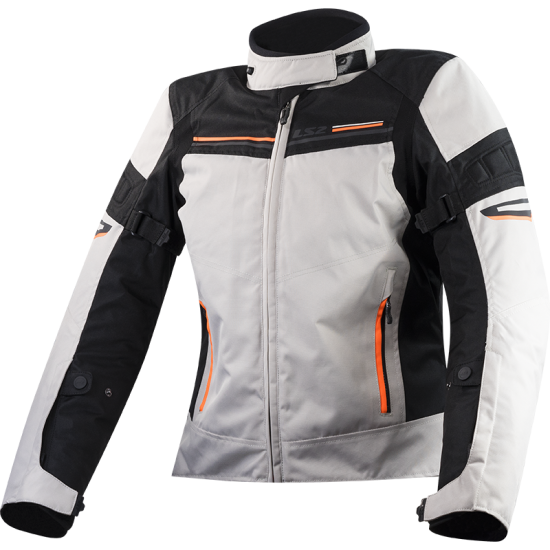 Chaqueta moto LS2 Shadow Light Grey Black Orange Mujer - Ropamotorista.com - Distribuidor Oficial LS2 en España y Portugal