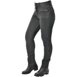 Pantalones moto jeans OVERLAP Kara Black Overdyed - Mujer