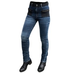 Pantalones moto jeans OVERLAP Kara Blue Wash Black - Mujer