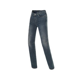 Pantalones jeans moto mujer CLOVER Sys 5 Blue Stonkle Washed