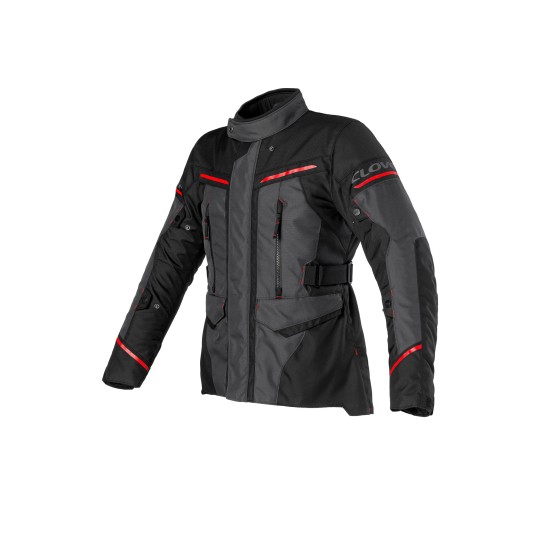 Chaqueta moto CLOVER Storm 4 WP - Gris-Rojo-Negro - Ropamotorista.com - Distribuidor Oficial Clover en España y Portugal