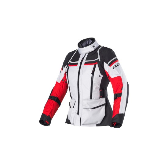 Chaqueta moto CLOVER Outland 2 WP - Gris-rojo-Negro - Mujer - Ropamotorista.com - Distribuidor Oficial Clover en España y Portugal