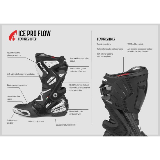 BOTAS FORMA ICE PRO FLOW BLACK-WHITE - Ropamotorista.com - Distribuidor Oficial Forma Boots en España y Portugal